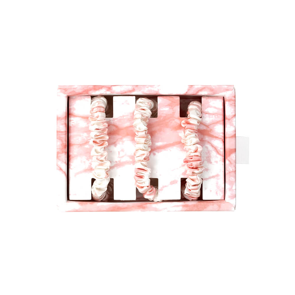 Blissy Skinny Scrunchies - Rose White Marble