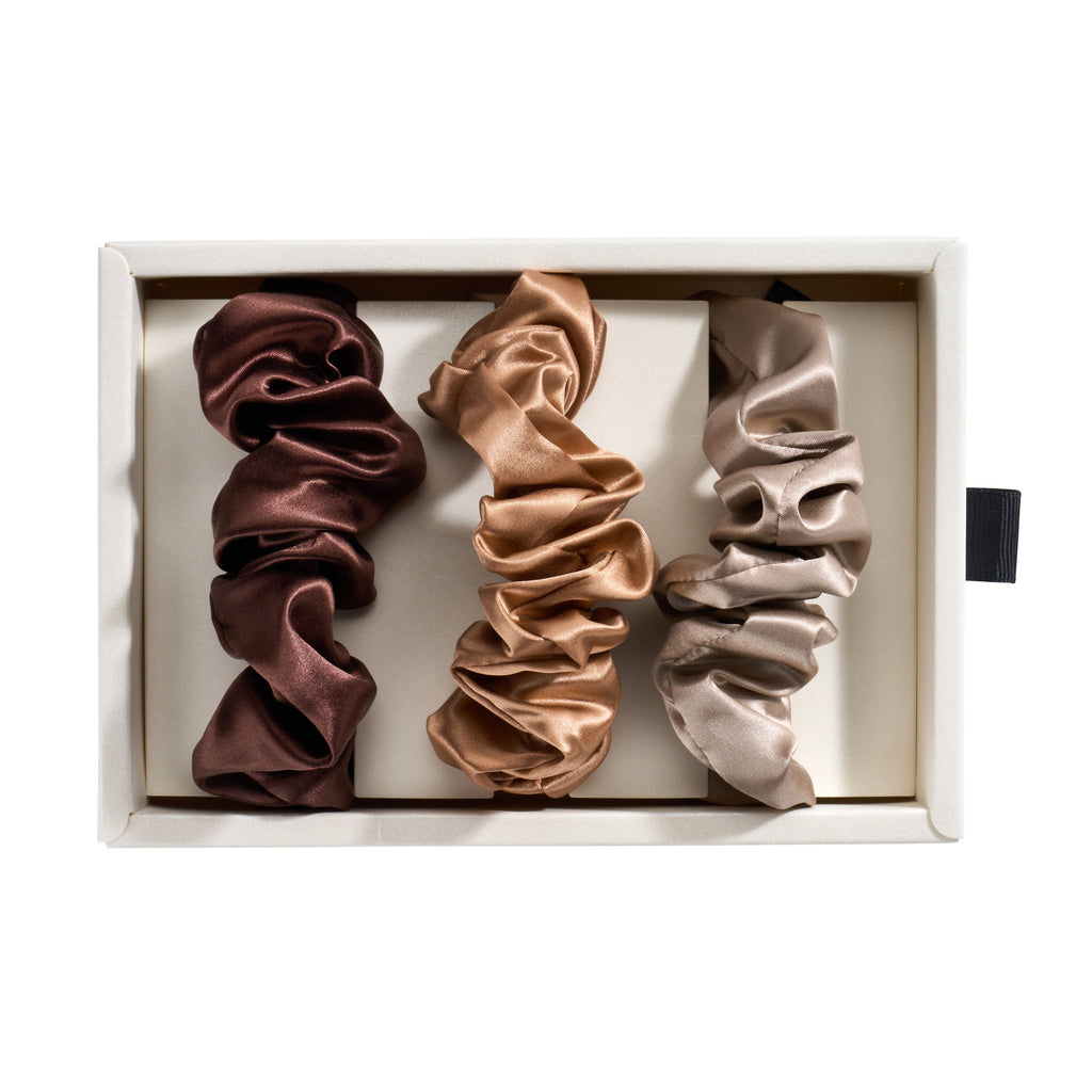 Blissy Scrunchies - Taupe, Cinnamon, Brown