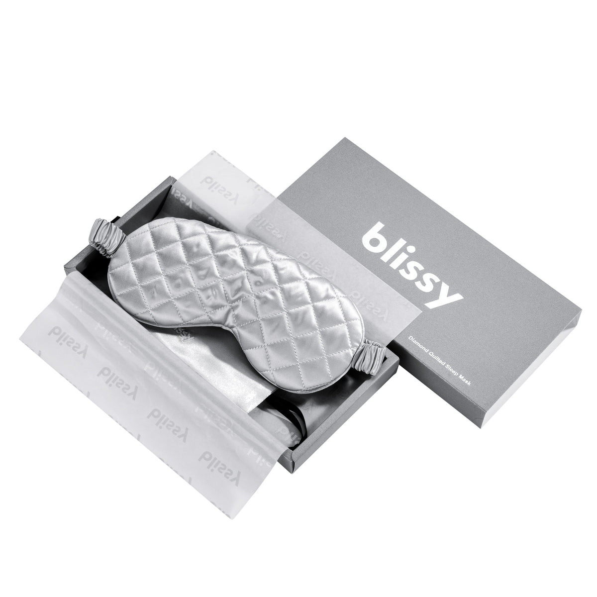 Sleep Mask - Silver - Diamond Quilted